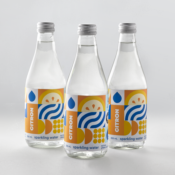 Bottle of sparkling water - 355 ml lemon flavor